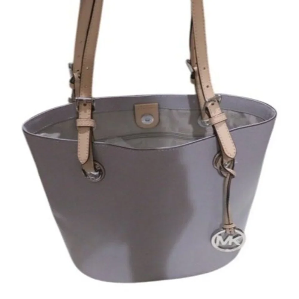 Michael Kors Grey Saffiano Leather Bucket Bag Tote Handbag Satchel